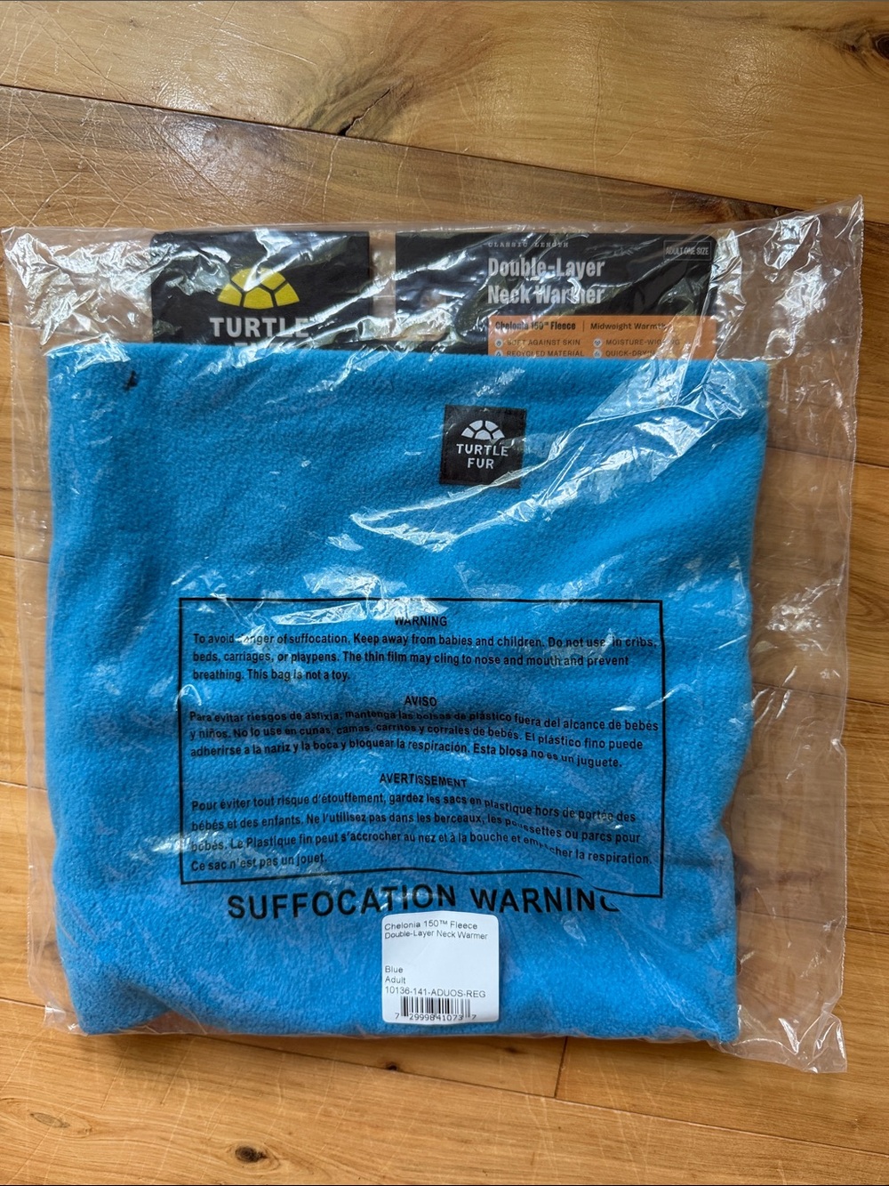 NEW Turtle Fur double layer neck, warmer adult one size blue ski winter wear